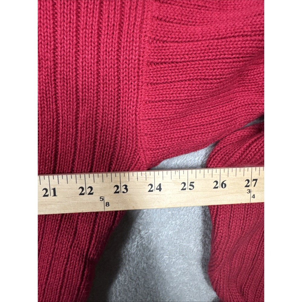 Ralph Lauren Chaps‎ Vintage 100% Wool Cable-Knit Crewneck Sweater Red Size XL - Picture 7 of 9